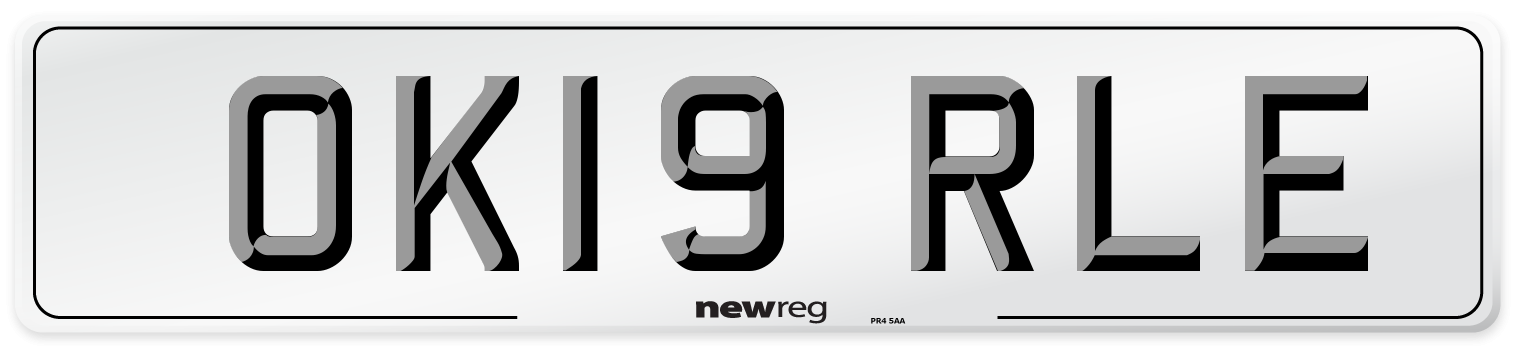 OK19 RLE Number Plate from New Reg